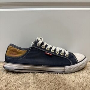 Levis Shoes Mens Size 8 Blue Canvas Low Top Casual Lace Up Sneakers‎ Retro Style
